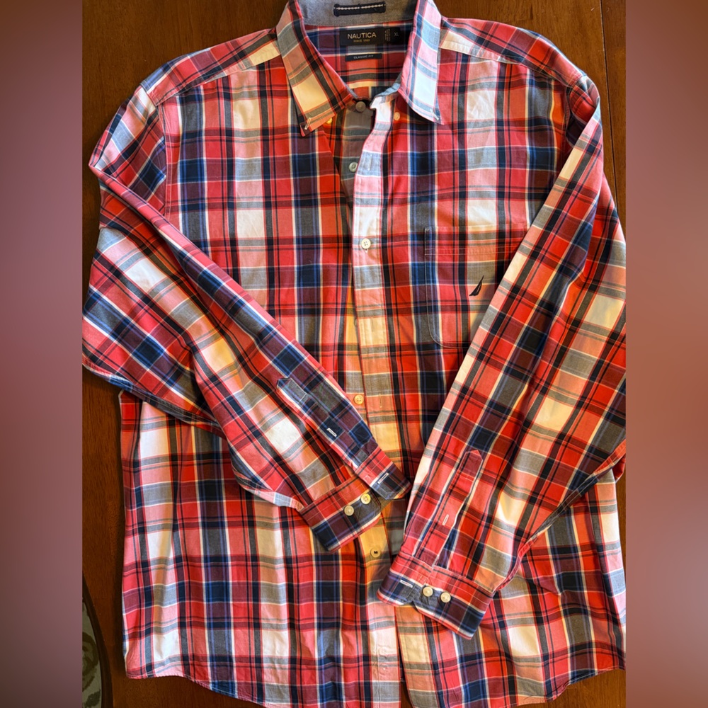 Nautica Red and Blue Plaid Shirt